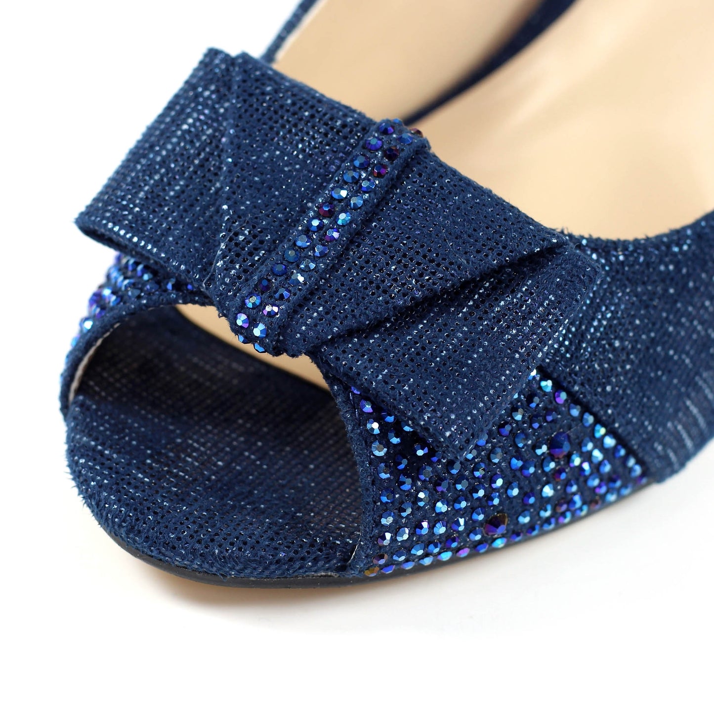 Blue - Close up - Lunar Womens-Ladies Mira Diamante Peep Toe Court Shoes