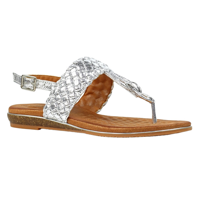 Silver - Front - Lunar Womens-Ladies Dawley Sandals