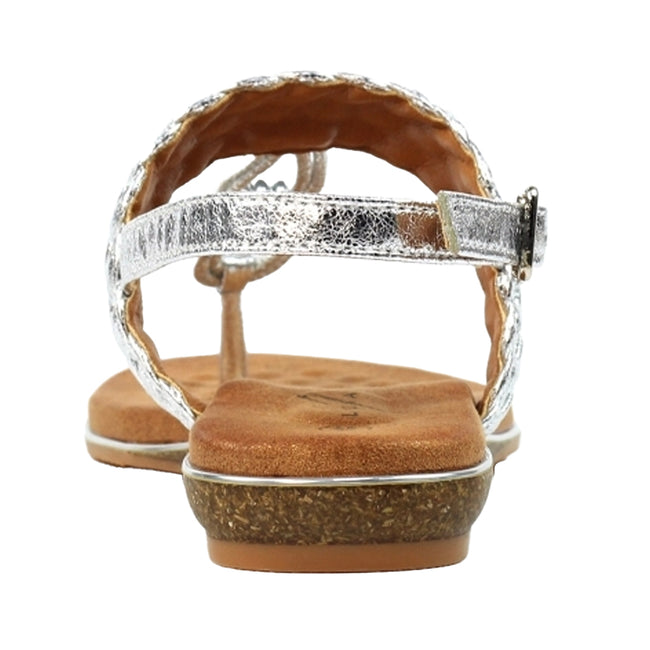 Silver - Back - Lunar Womens-Ladies Dawley Sandals
