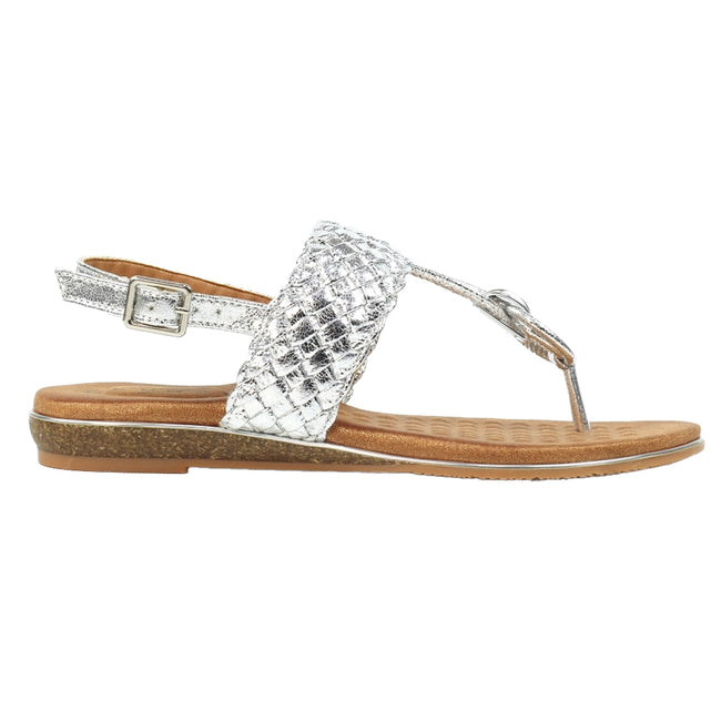 Silver - Side - Lunar Womens-Ladies Dawley Sandals
