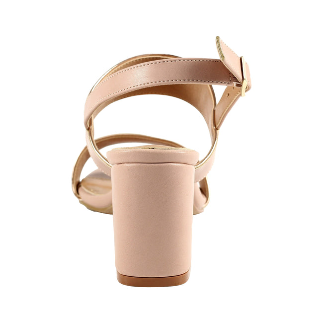 Pink - Back - Lunar Womens-Ladies Aldora Block Heel Sandals