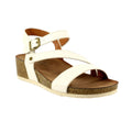 White - Front - Lunar Womens-Ladies Cluster Wedge Sandals