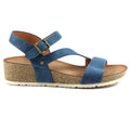 Blue - Side - Lunar Womens-Ladies Cluster Wedge Sandals