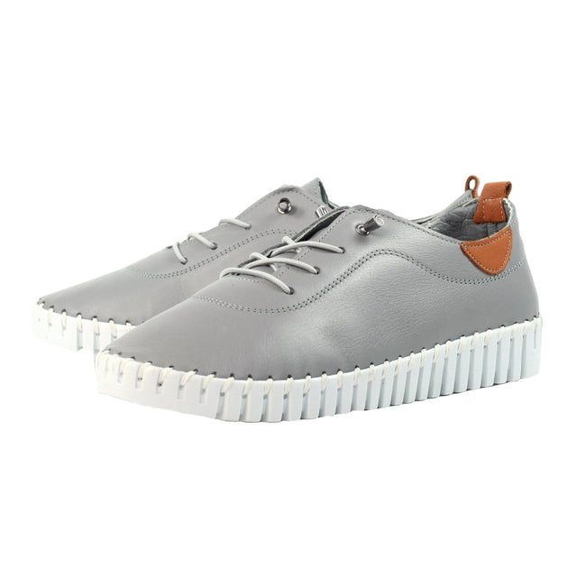 Grey - Front - Lunar Womens-Ladies Flamborough Leather Shoes