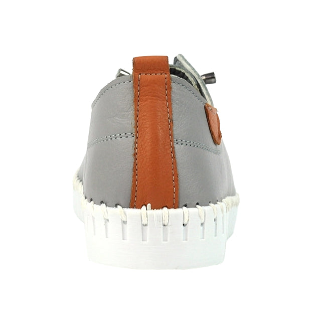 Grey - Side - Lunar Womens-Ladies Flamborough Leather Shoes