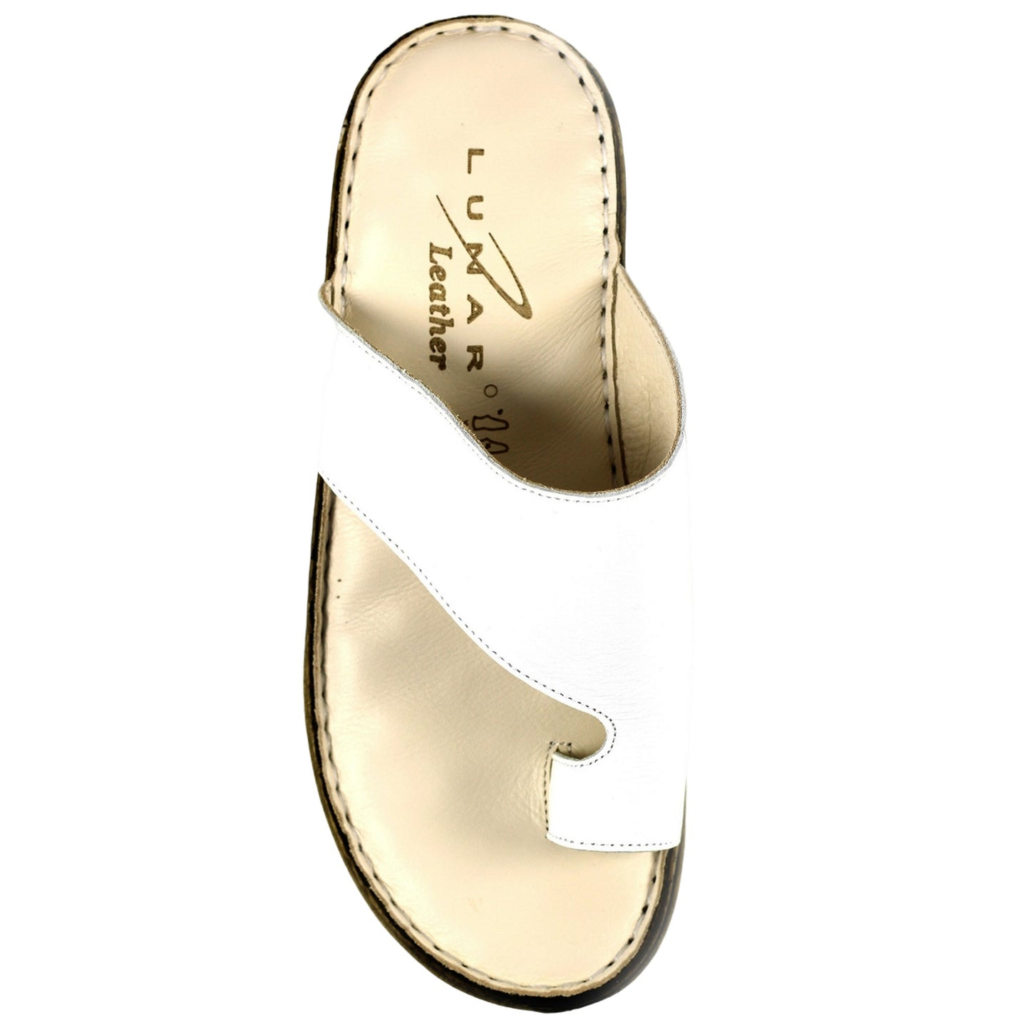 White - Close up - Lunar Womens-Ladies Shore Leather Sandals