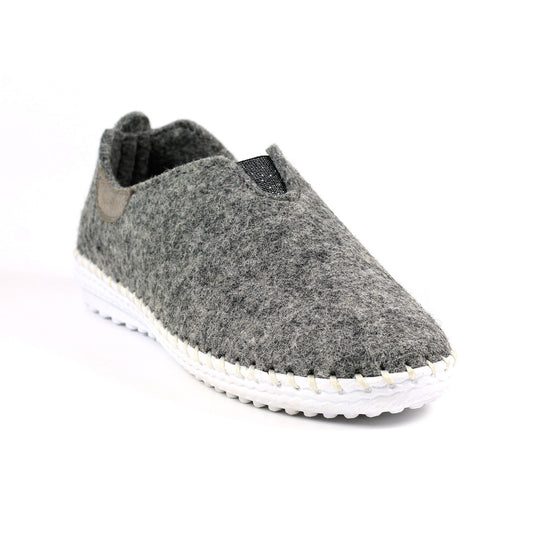 Grey - Front - Lunar Womens-Ladies Colette Leather Slippers