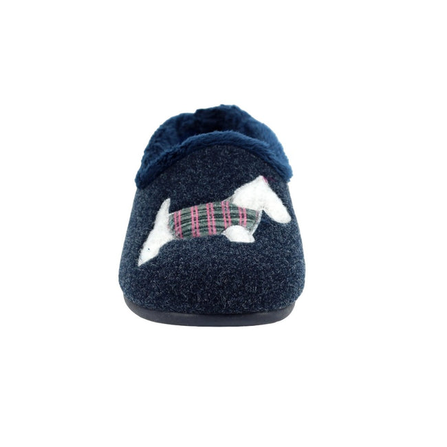 Blue - Close up - Lazy Dogz Womens-Ladies Monique Scottish Terrier Slippers