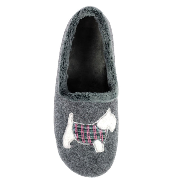Grey - Lifestyle - Lazy Dogz Womens-Ladies Monique Scottish Terrier Slippers