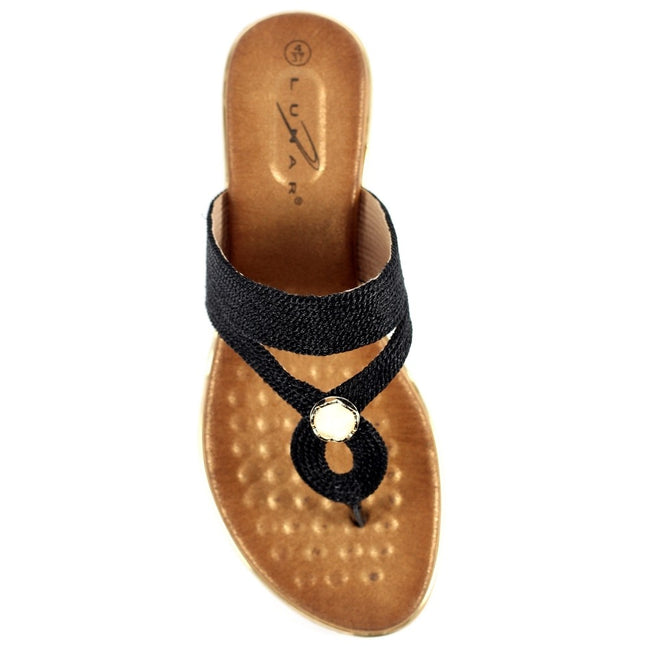 Black - Pack Shot - Lunar Womens-Ladies Ezra Sandals