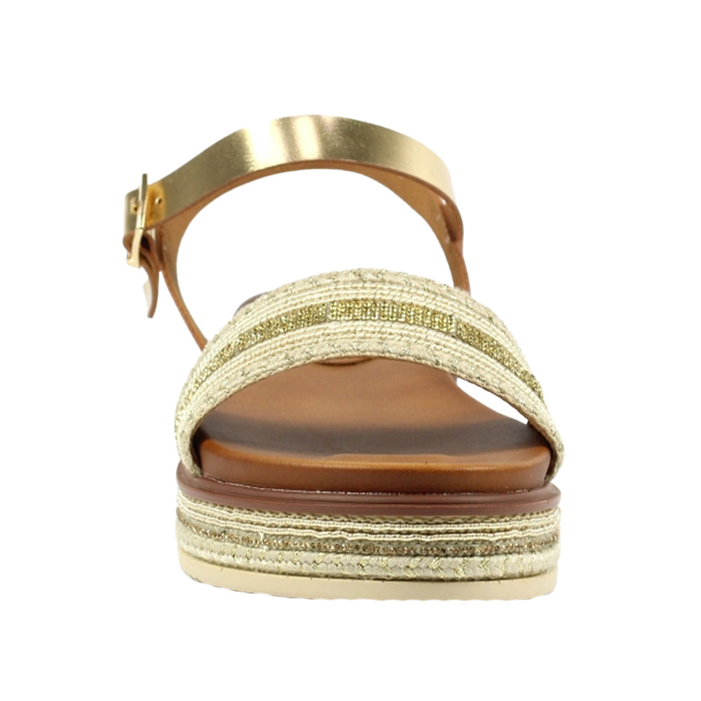 Gold - Pack Shot - Lunar Womens-Ladies Frazer Sandals