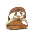 Brown - Side - Lunar Womens-Ladies Porto Wedge Heel Sandals
