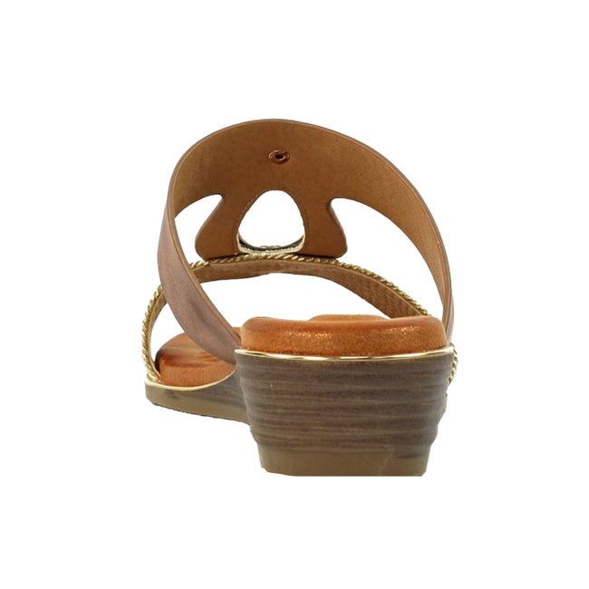 Brown - Lifestyle - Lunar Womens-Ladies Porto Wedge Heel Sandals