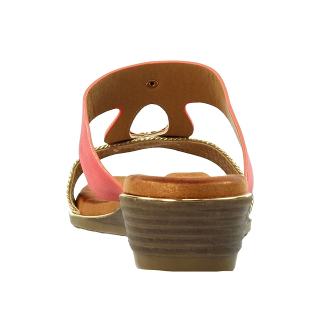 Coral - Lifestyle - Lunar Womens-Ladies Porto Wedge Heel Sandals