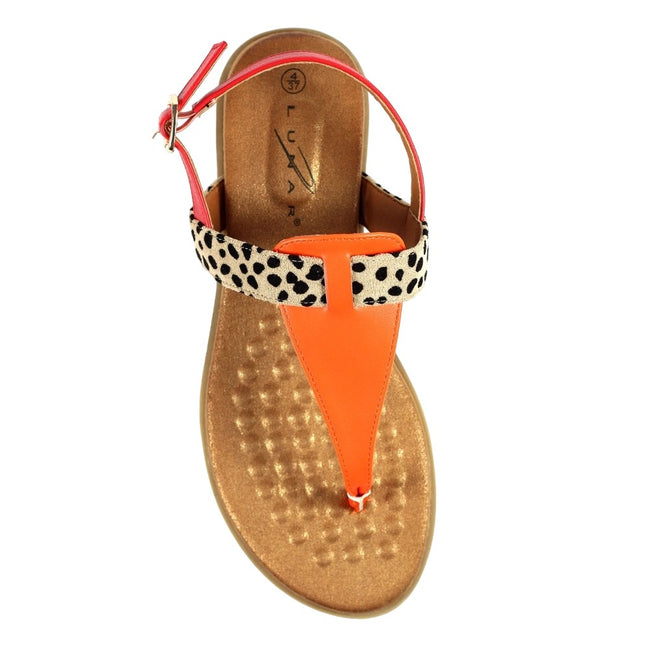 Orange - Side - Lunar Womens-Ladies Gina Sandals