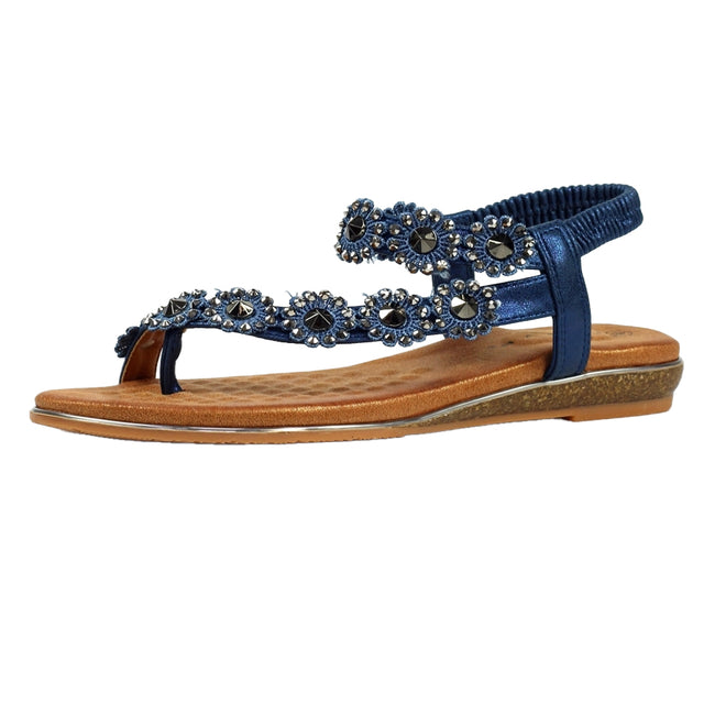 Navy - Side - Lunar Womens-Ladies Charlotte II Sandals