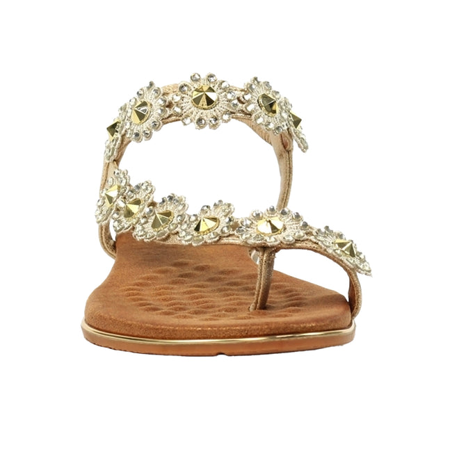 Gold - Side - Lunar Womens-Ladies Charlotte II Sandals