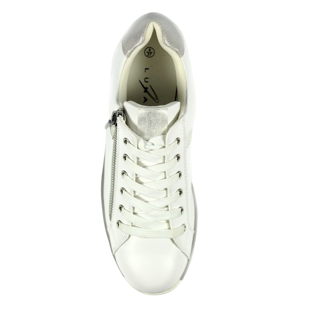 White - Side - Lunar Womens-Ladies Lester Trainers