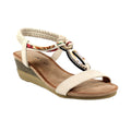 Beige - Front - Lunar Womens-Ladies Genoa Wedge Sandals