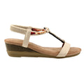 Beige - Side - Lunar Womens-Ladies Genoa Wedge Sandals