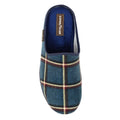 Blue - Side - Goodyear Mens Checkmate Checked Mule Slippers