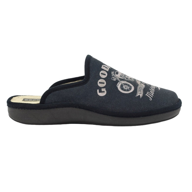 Grey - Side - Goodyear Mens Huxley Mule Slippers