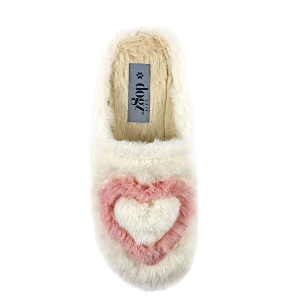 White - Pack Shot - Lazy Dogz Womens-Ladies Million Mule Slippers