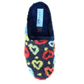 Navy - Pack Shot - Lunar Womens-Ladies Valentine Mule Slippers