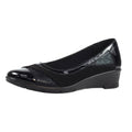 Black - Side - Lunar Womens-Ladies Faux Leather Wedge Shoes