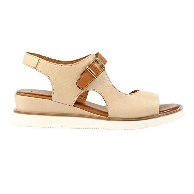 Natural - Lifestyle - Lunar Womens-Ladies Spring Leather Wedge Sandals