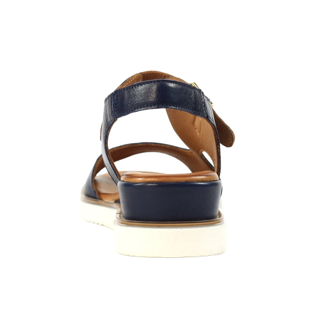 Blue - Back - Lunar Womens-Ladies Spring Leather Wedge Sandals