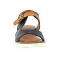 Blue - Close up - Lunar Womens-Ladies Spring Leather Wedge Sandals