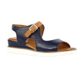 Blue - Front - Lunar Womens-Ladies Spring Leather Wedge Sandals