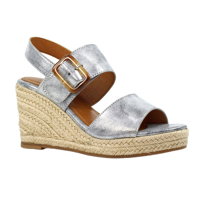 Grey - Front - Lunar Womens-Ladies Rochester Wedge Sandals
