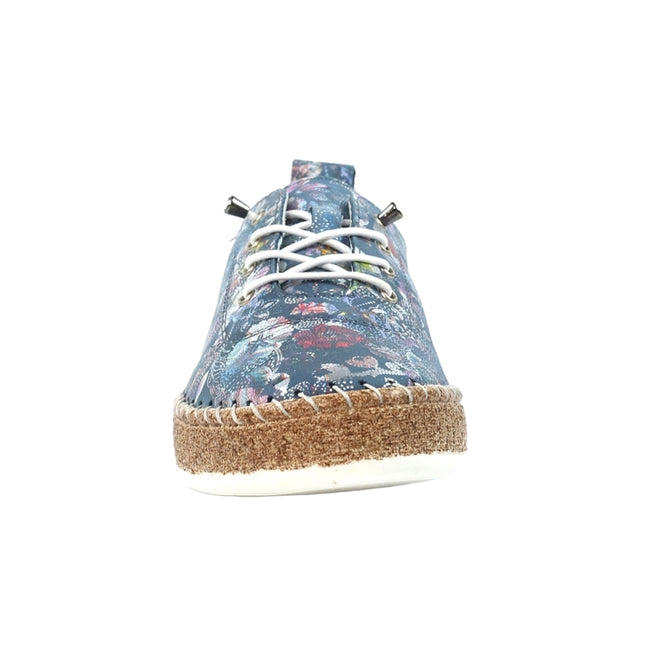 Blue - Pack Shot - Lunar Womens-Ladies Iva Leather Plimsolls