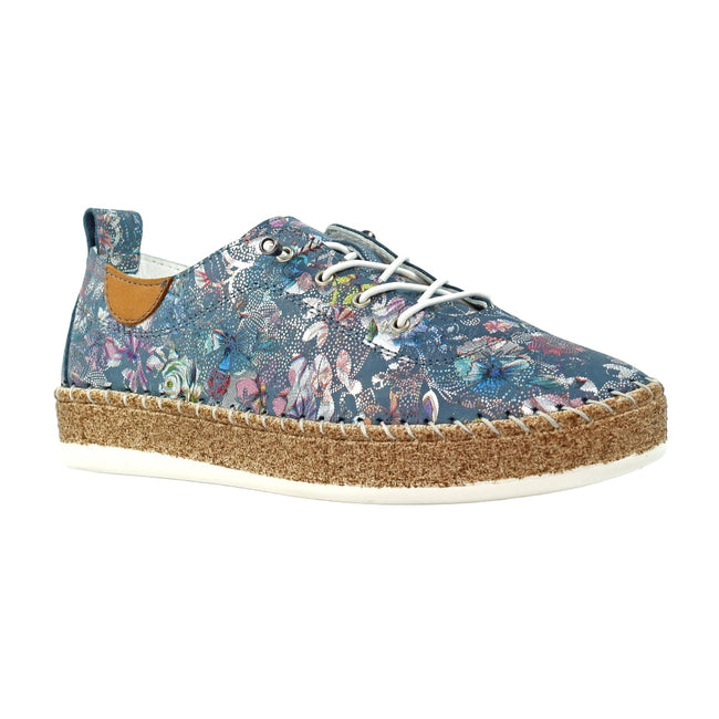 Blue - Front - Lunar Womens-Ladies Iva Leather Plimsolls