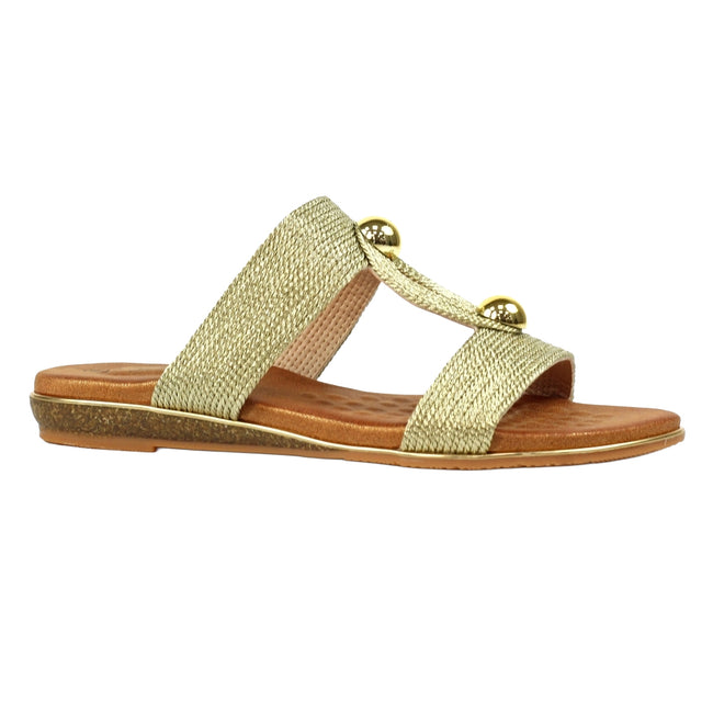 Gold - Front - Lunar Womens-Ladies Callow II Mule Sandals