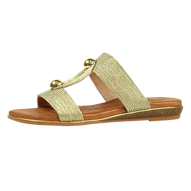 Gold - Side - Lunar Womens-Ladies Callow II Mule Sandals