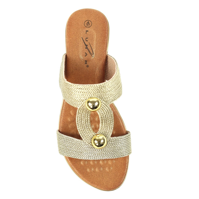 Gold - Lifestyle - Lunar Womens-Ladies Callow II Mule Sandals