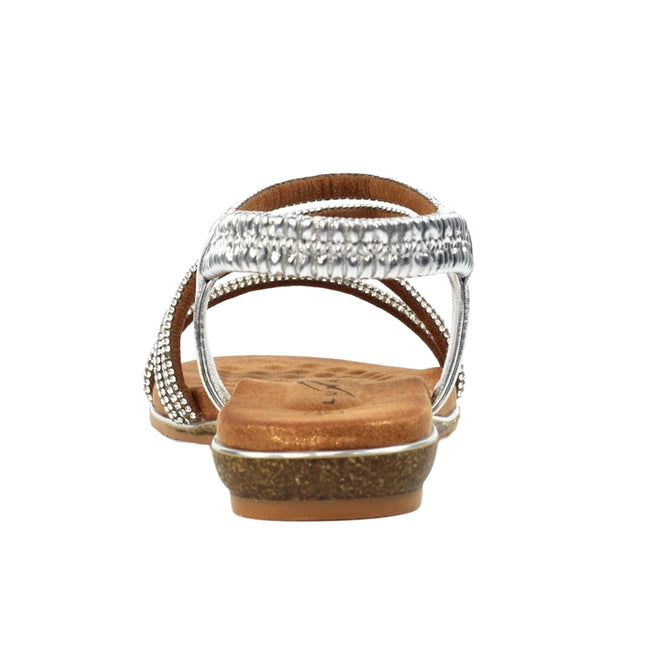 Silver - Back - Lunar Womens-Ladies Cortez Sandals