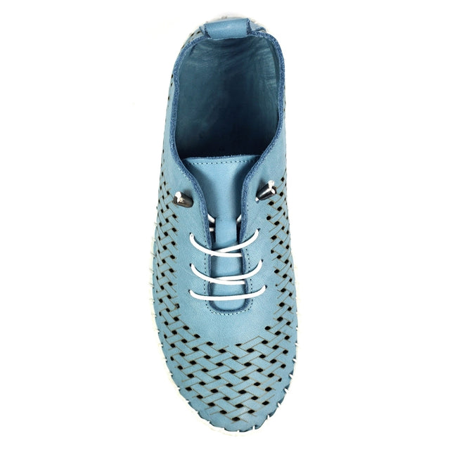 Mid Blue - Lifestyle - Lunar Womens-Ladies Bonbon Leather Plimsolls
