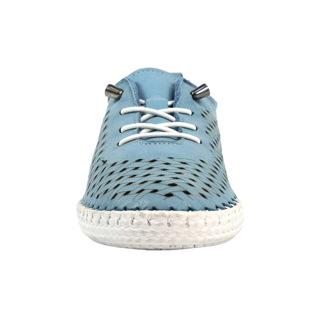 Mid Blue - Pack Shot - Lunar Womens-Ladies Bonbon Leather Plimsolls