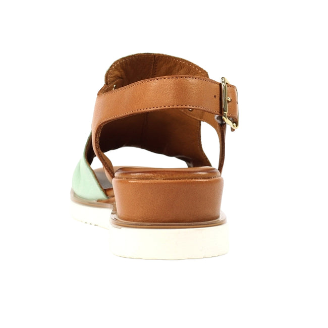 Mint - Back - Lunar Womens-Ladies Steffi Leather Wedge Sandals