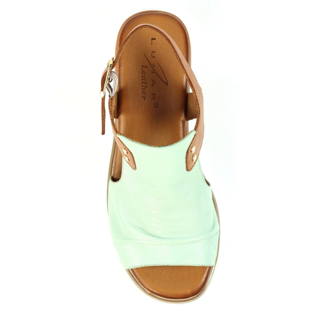 Mint - Pack Shot - Lunar Womens-Ladies Steffi Leather Wedge Sandals