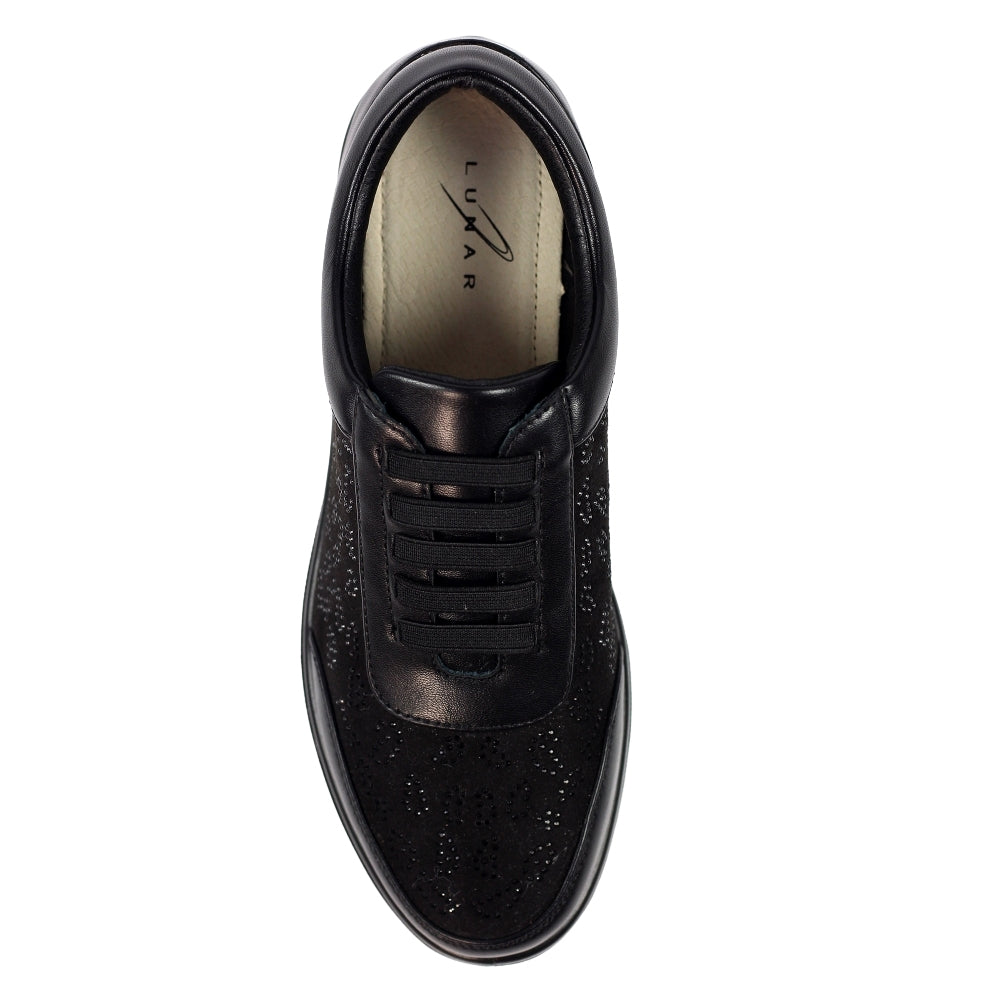 Black - Pack Shot - Lunar Womens-Ladies Muriel Wedge Trainers
