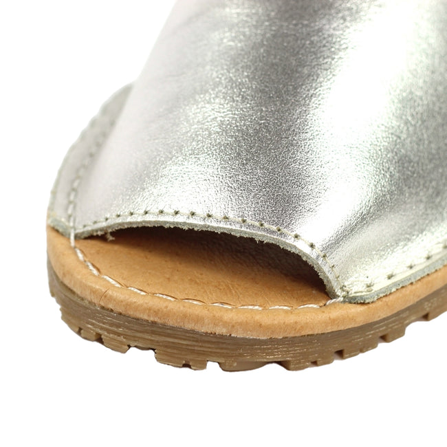 Silver - Side - Lunar Womens-Ladies Ameera Leather Sandals