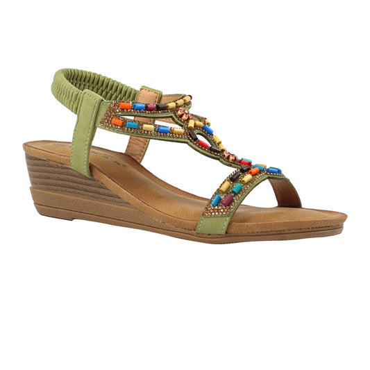 Green - Front - Lunar Womens-Ladies Epsom Sandals