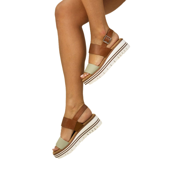 Brown - Front - Lunar Womens-Ladies Missy Tan Sandals