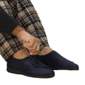 Navy Blue - Front - Lazy Dogz Mens Columbus III Touch Fastening Slippers