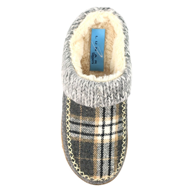 Grey - Pack Shot - Lunar Womens-Ladies Emblaze Slippers